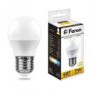 FERON лампа светодиодная ШАР G45 7W E27 6400K, LB-95  (10) п/ос оптом