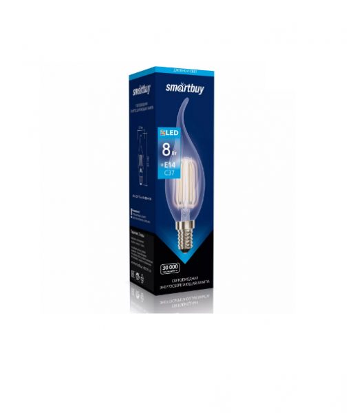 Smartbuy лампа LED-СВЕЧА НА ВЕТРУ  8 Вт E14 4000K SBL-C37FCan-8-40K-E14 (10\100) оптом
