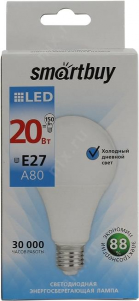 Smartbuy лампа LED A65/60 20 Вт E27 6000K SBL-A65-20-60K-E27 (10/50) оптом
